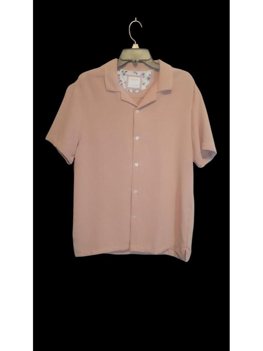 Cactus Man Pink Short Sleeve Button Up Shirt Men's Size Large